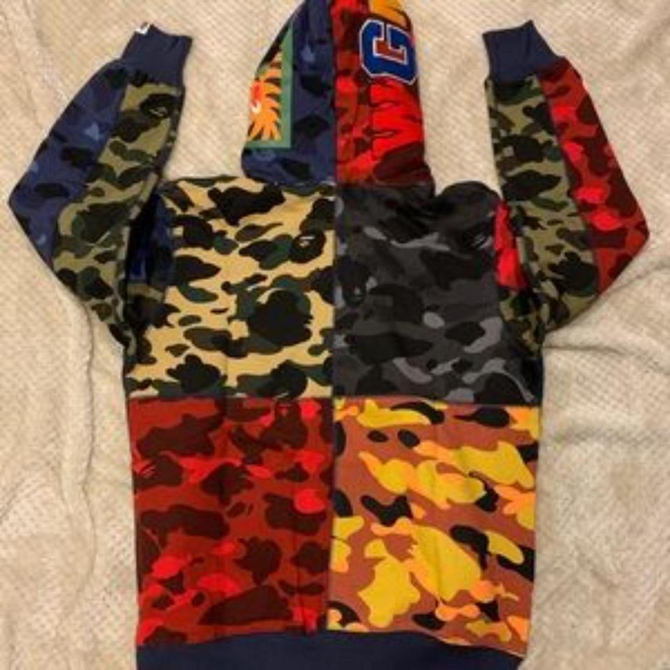 Bape mix camo deals shark hoodie