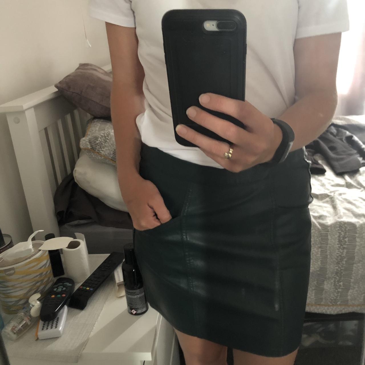 Women's Cut Out Hem Leather Look Mini Skirt | Boohoo UK