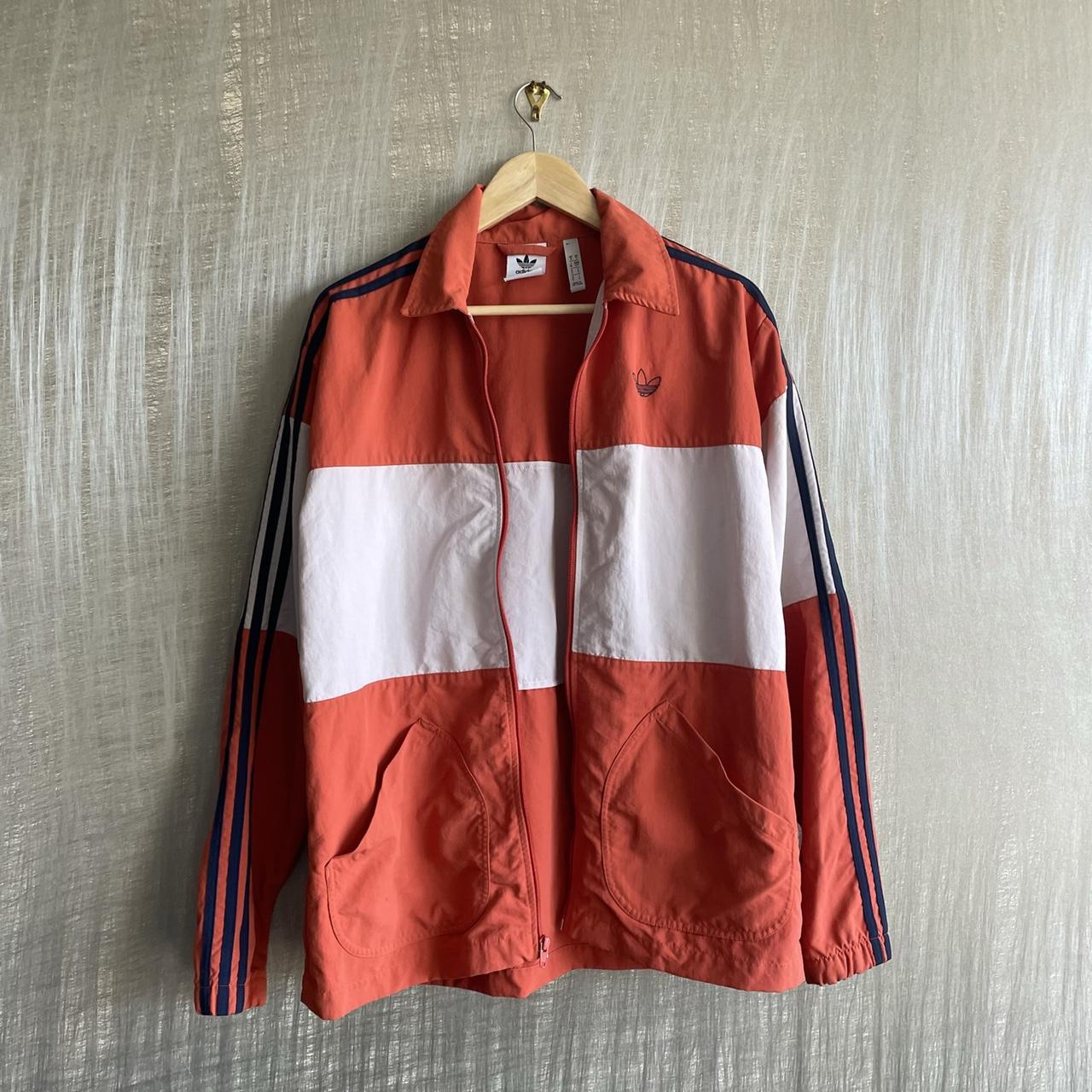 Orange and white adidas jacket best sale