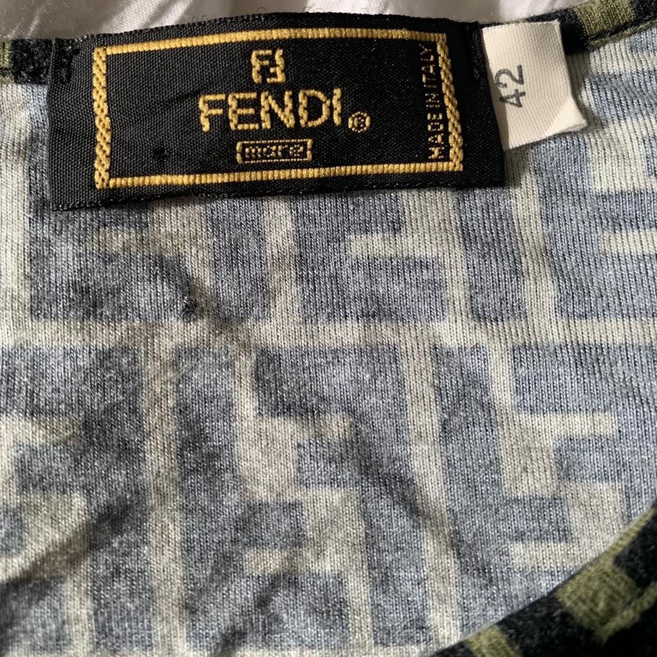 Fendi Women's Green and Black T-shirt | Depop