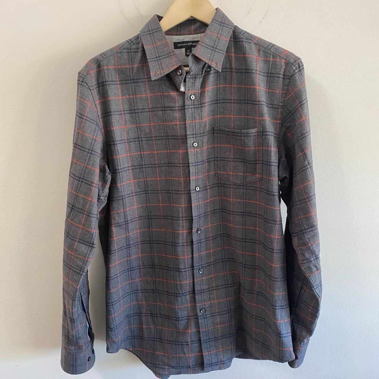 Banana Republic Plaid Flannel Shirt Size: M Long... - Depop