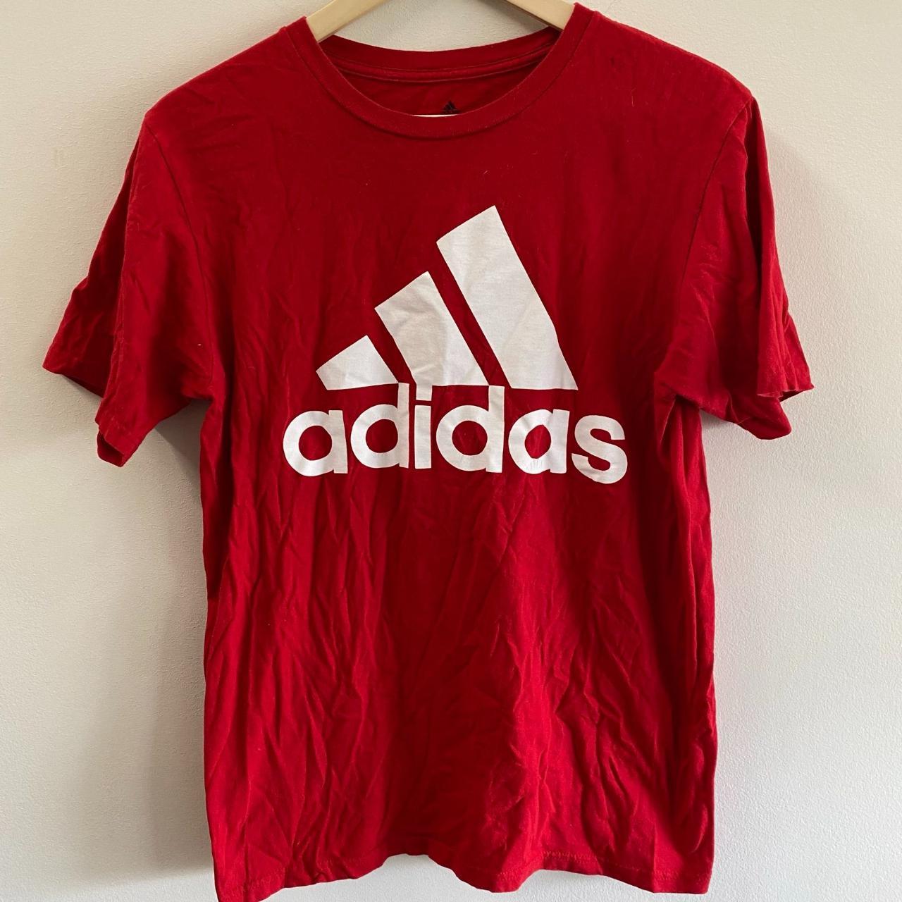 Red Adidas Logo S/S Tee Size: M Red short sleeve... - Depop