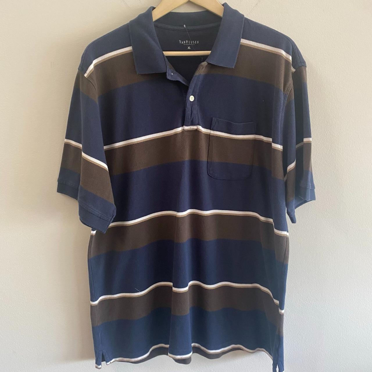 Van Heusen Striped Polo Shirt Size: XL Short sleeve... - Depop