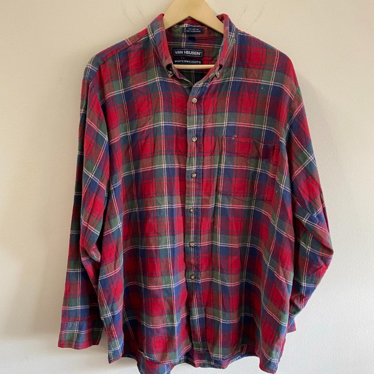 Vintage Van Heusen Flannel Shirt Size: XL Vintage... - Depop