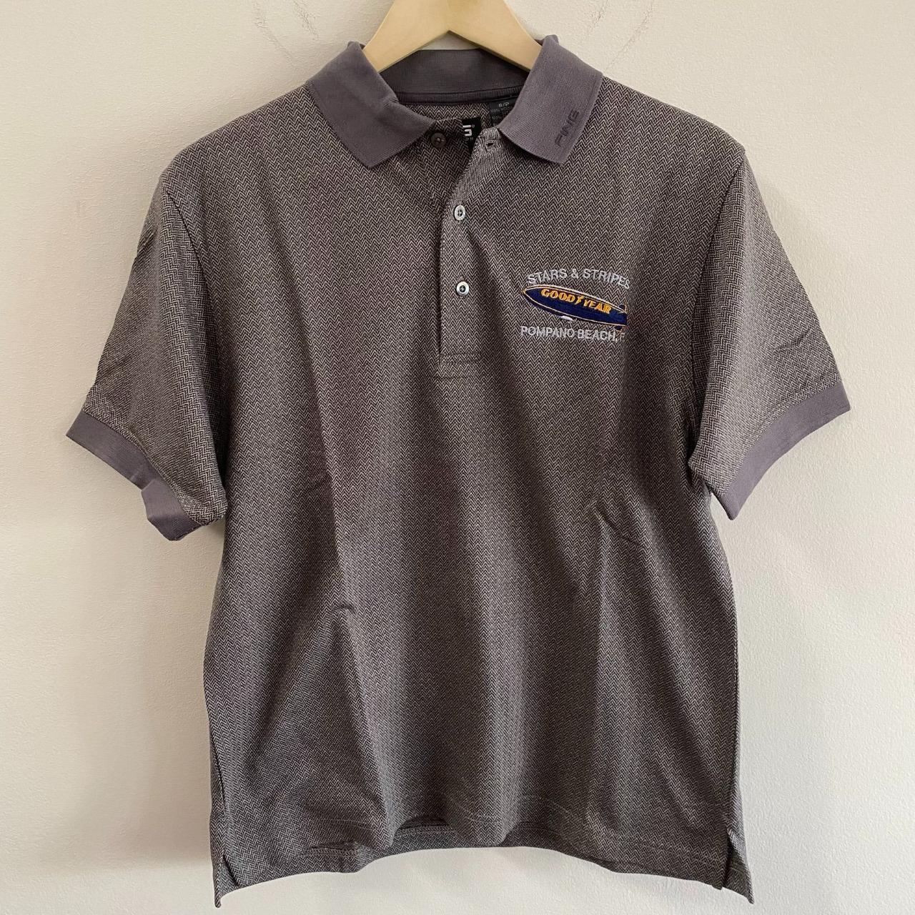 Vintage Goodyear Pattern Polo Shirt Size: S Short... - Depop