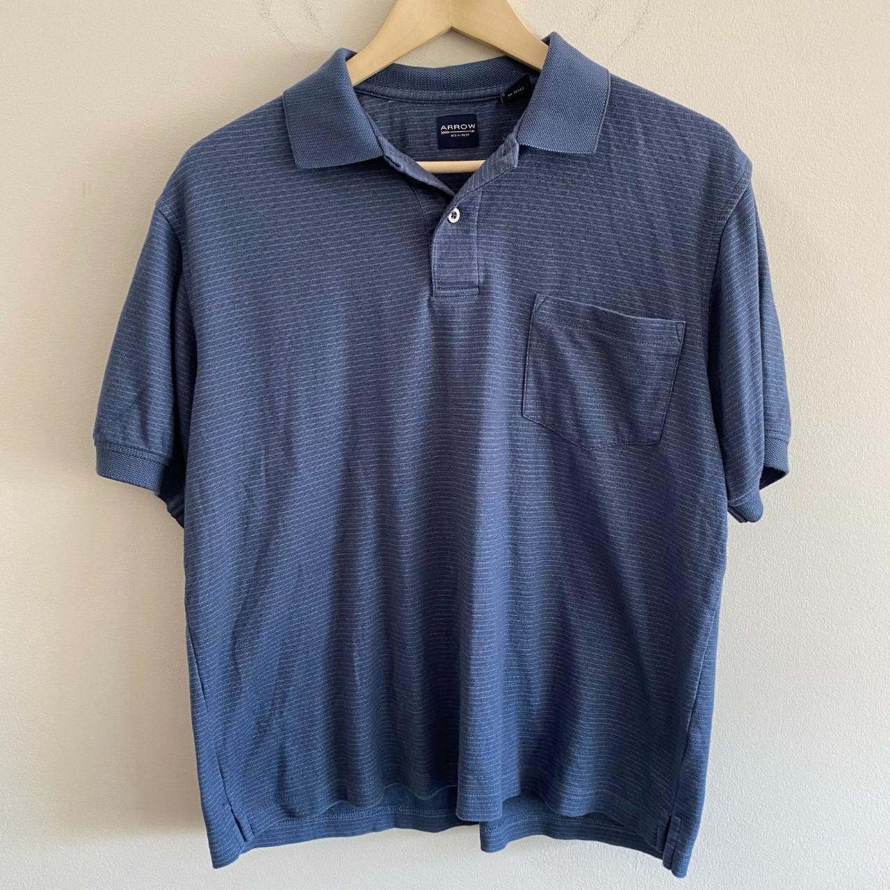 Blue Striped Arrow Polo Shirt Size: S Short sleeve... - Depop