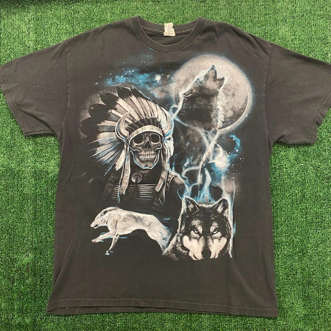 Native Wolf Vintage Animal Nature T-Shirt Size:... - Depop