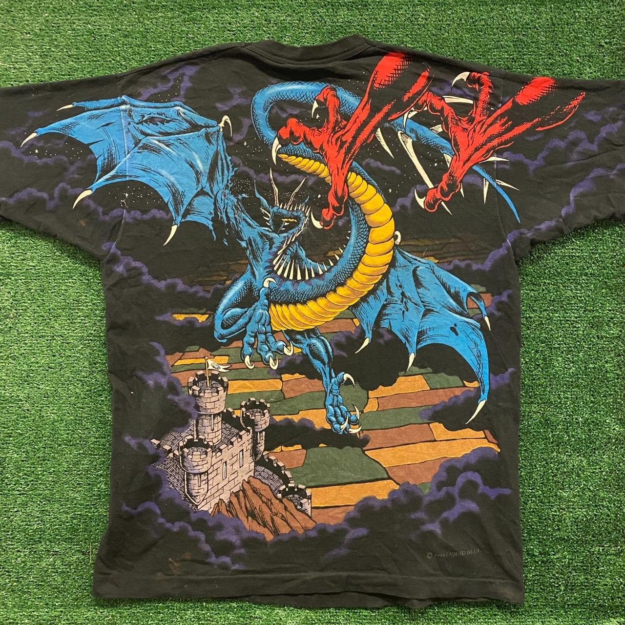 Liquid Blue Dueling Dragons Black T-Shirt