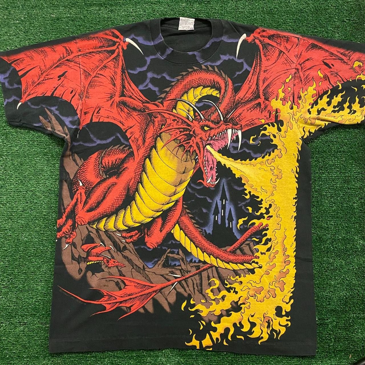 Liquid Blue Dragon Knight Vintage 90s T-Shirt, Size:...