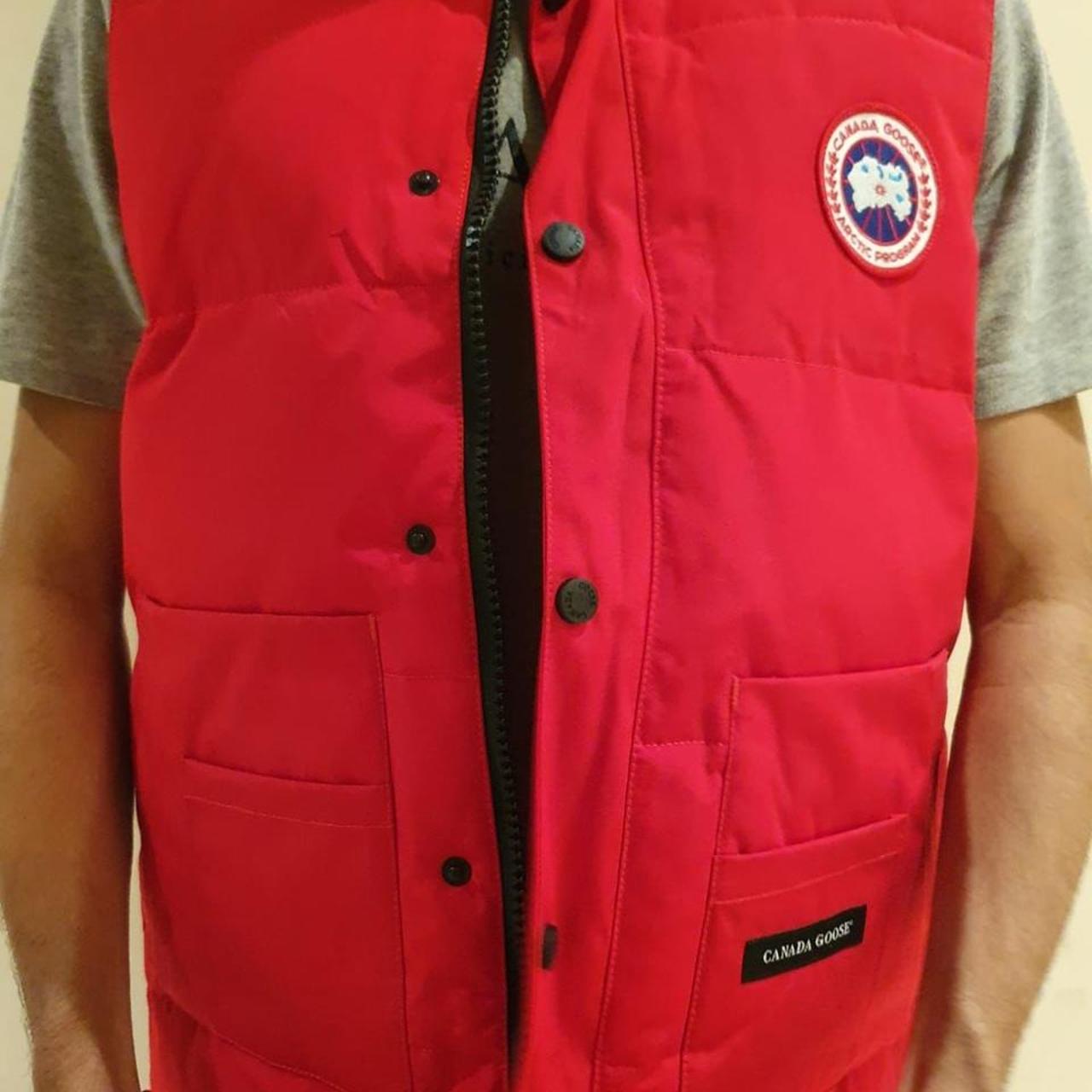 Canada Goose Men's Red and Black Gilet Depop