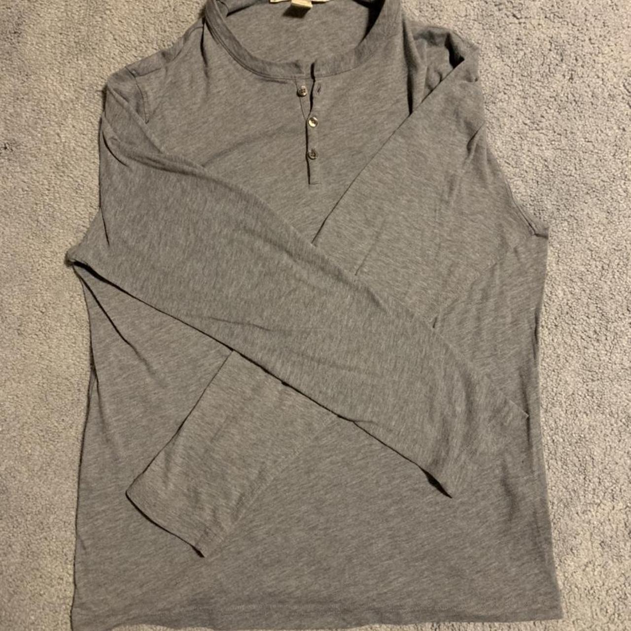 Grey/light blue Kenneth Cole henley Size mens... - Depop