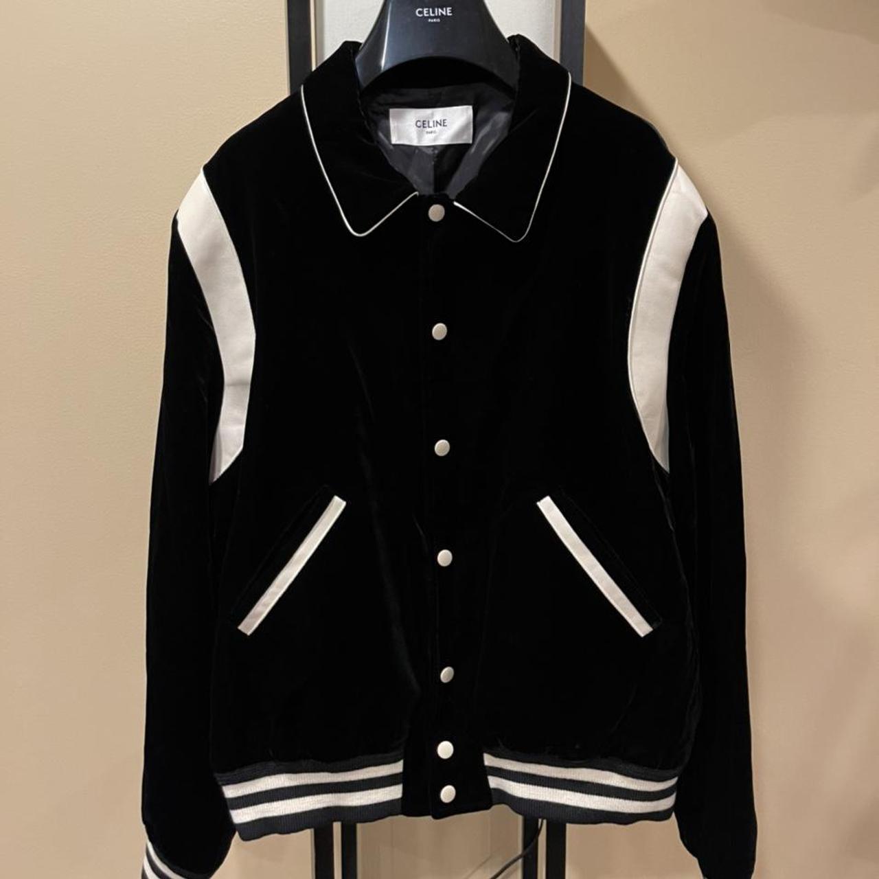 Celine x Hedi Slimane Black Velvet Teddy Varsity | Depop