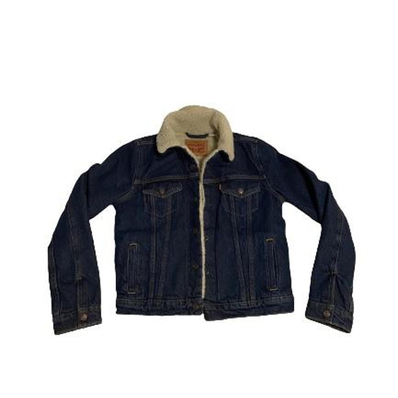 levis sherpa jacket dark wash