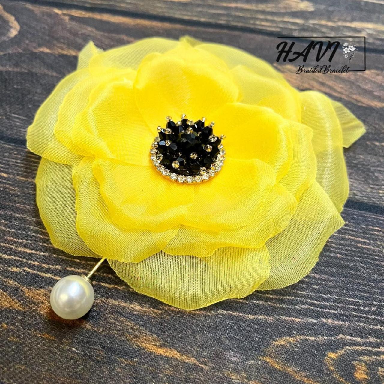 Flower Pin Flower Brooch Fabric Flower Pin White... - Depop