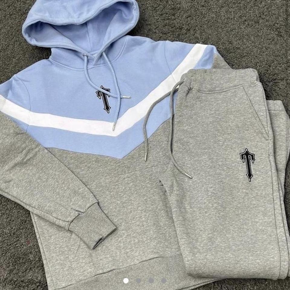 Blue v stripe tracksuit trapstar - Depop