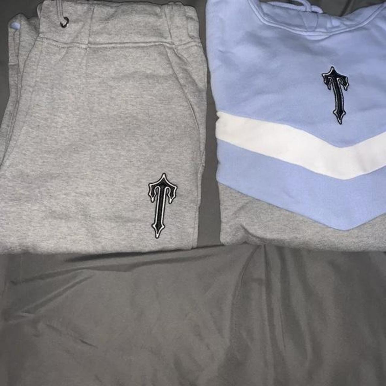 Blue v stripe tracksuit trapstar - Depop