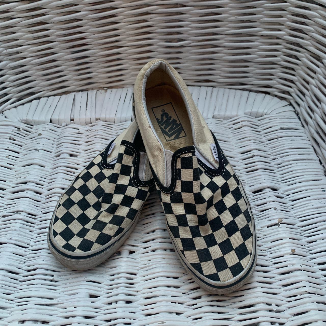 cream checkerboard vans