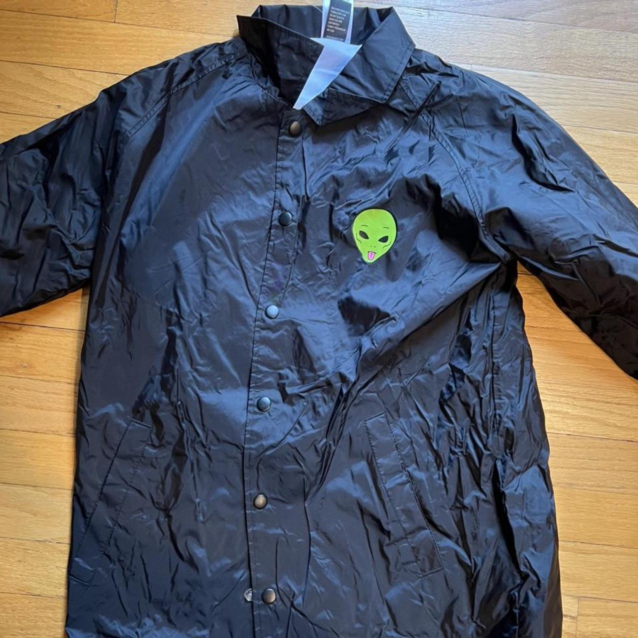 Rip N Dip alien black raincoat/wind breaker jacket.... Depop