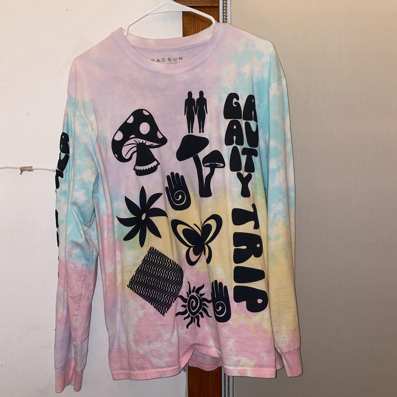 Long Sleeve Crew Neck Tee - Pink / White Pacsun Graphic - Size M