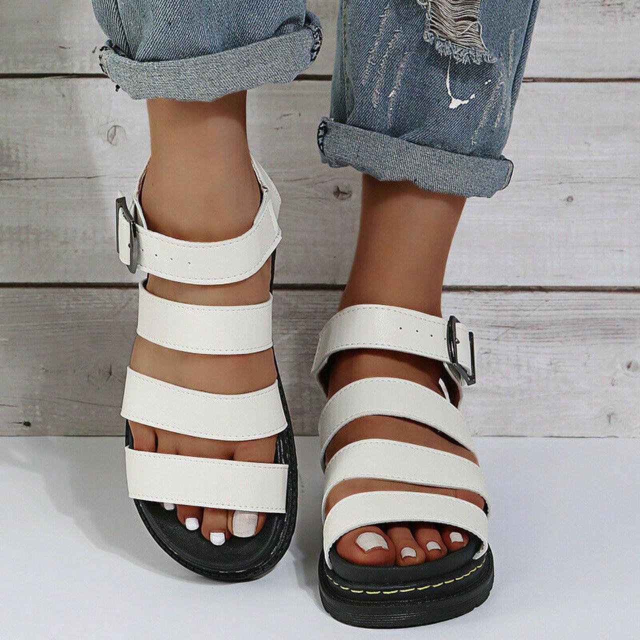 Womens Chunky Sandals Thick Sole Strappy Block... - Depop