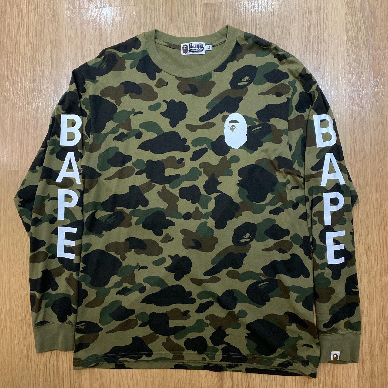 A Bathing Ape Green Camo Long Sleeve Tshirt Size Depop