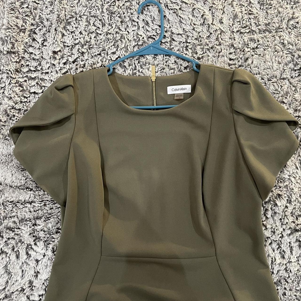 Calvin klein best sale olive green dress