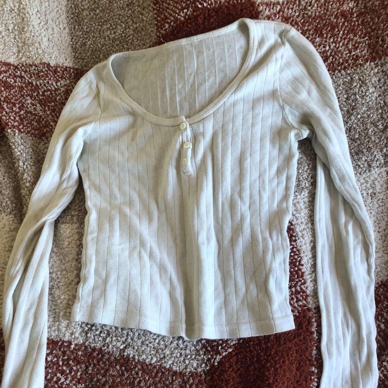 brandy melville white long sleeve zelly button... Depop