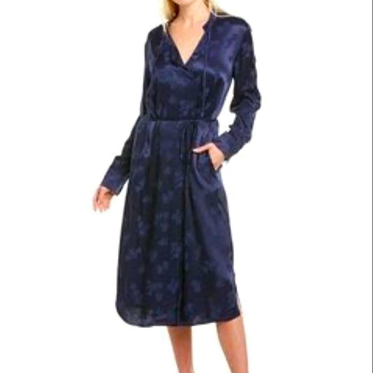 VINCE NAVY JACQUERED WRAP DRESS NAVY SIZE SMALL New... - Depop
