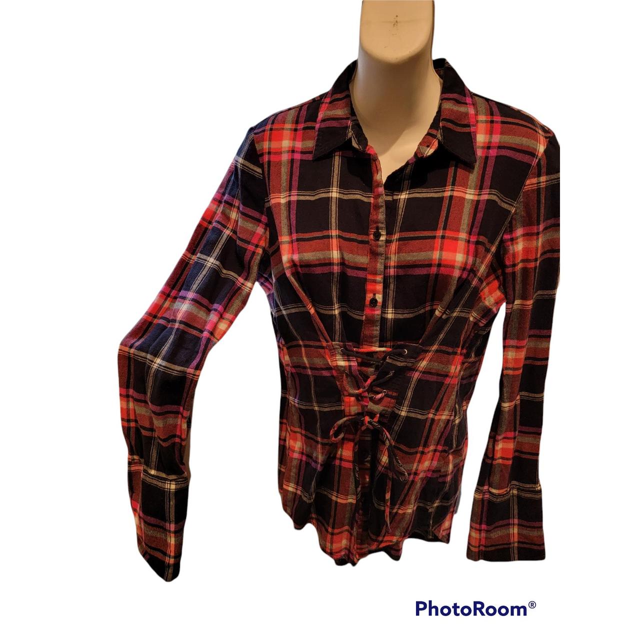 Brand: Express, Womens Flannel Plaid Long Sleeve..., image size:1280x1280