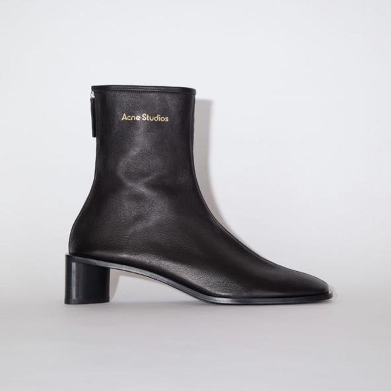 Acne Studios leather logo ankle boots black size 4... - Depop