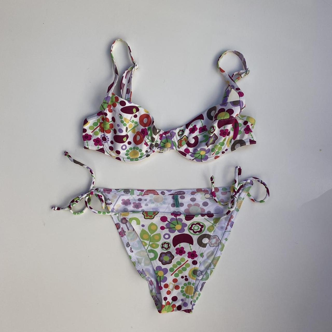 vintage 90s floral bikini set looks brand new no... - Depop