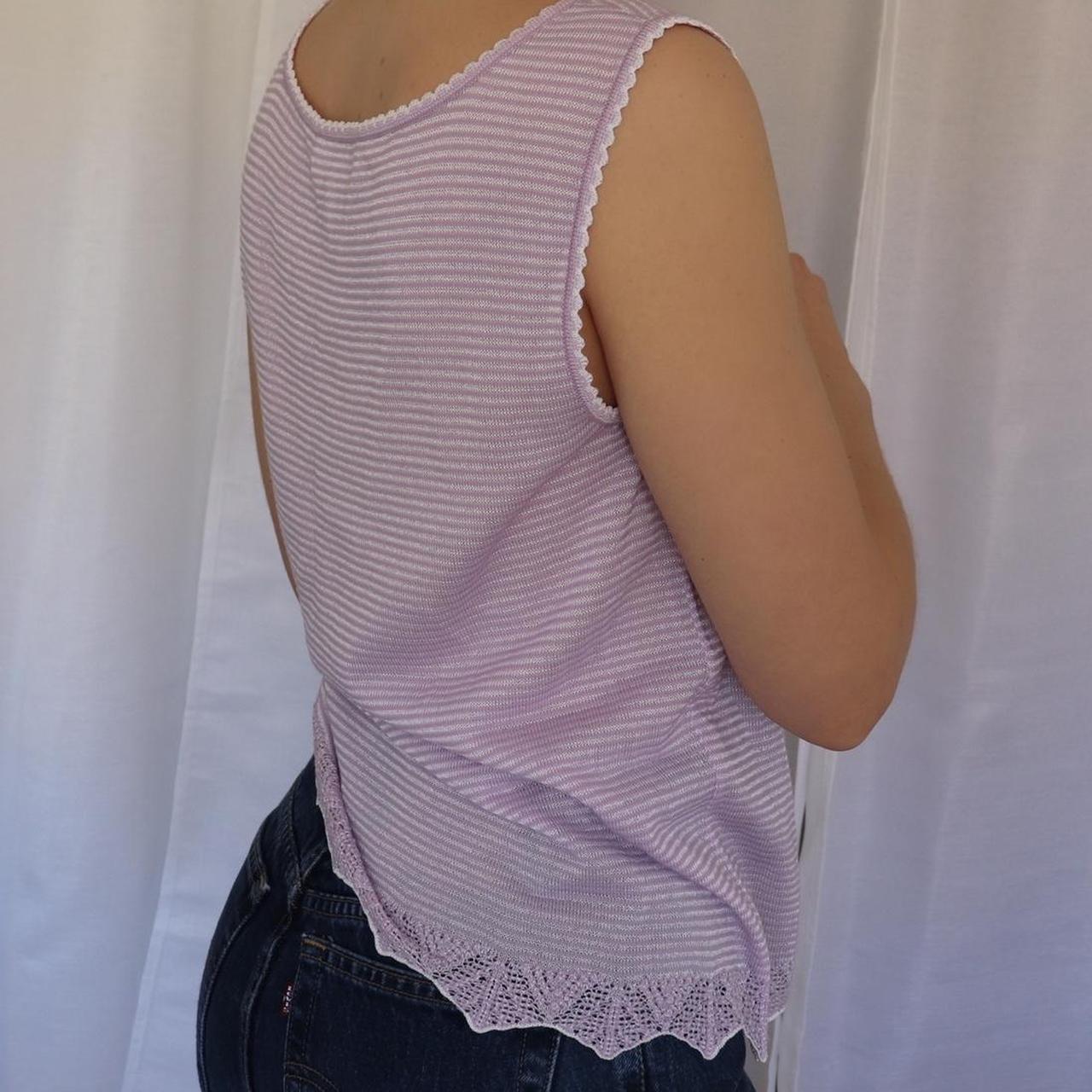 escada lavender stripe knit tank sheer, dainty... - Depop