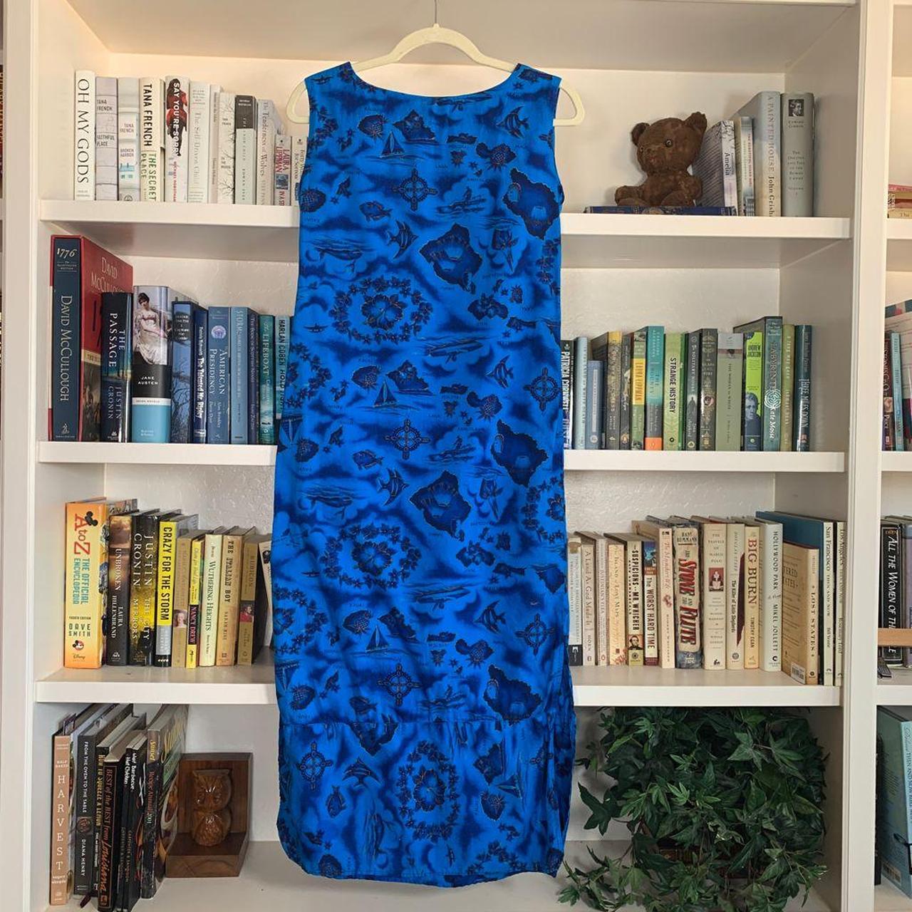 Vintage 60s Ui-Maikai dress. Deep blue sleeveless... - Depop