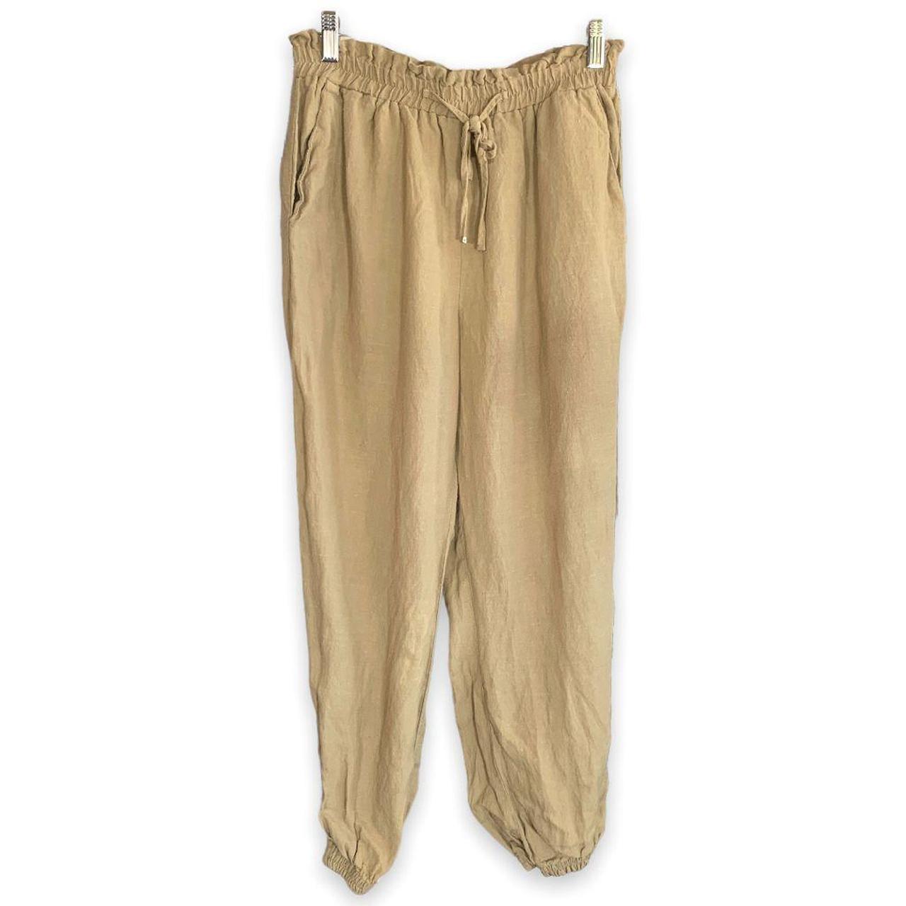 Zara Pants Size Small Soft tan joggers Paper bag - Depop