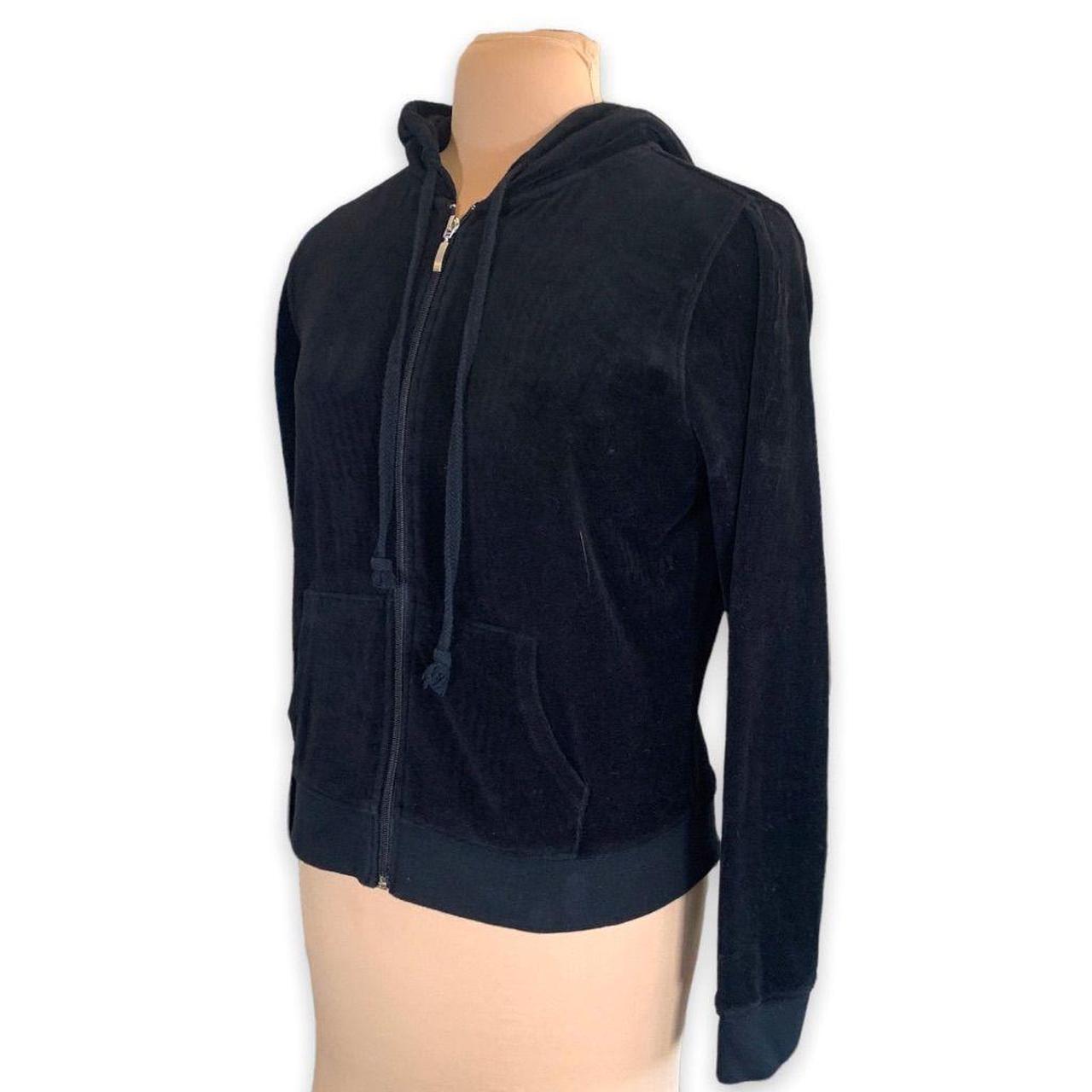 Fashion Nova Hoodie Size Large Black velour zip... Depop