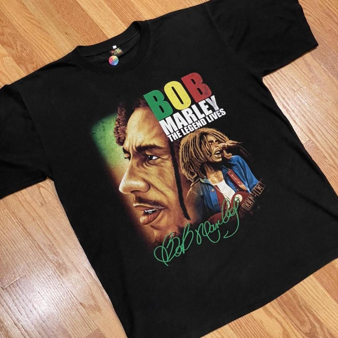 90's Bob Marley Rap Tee • Multi color print on front... - Depop