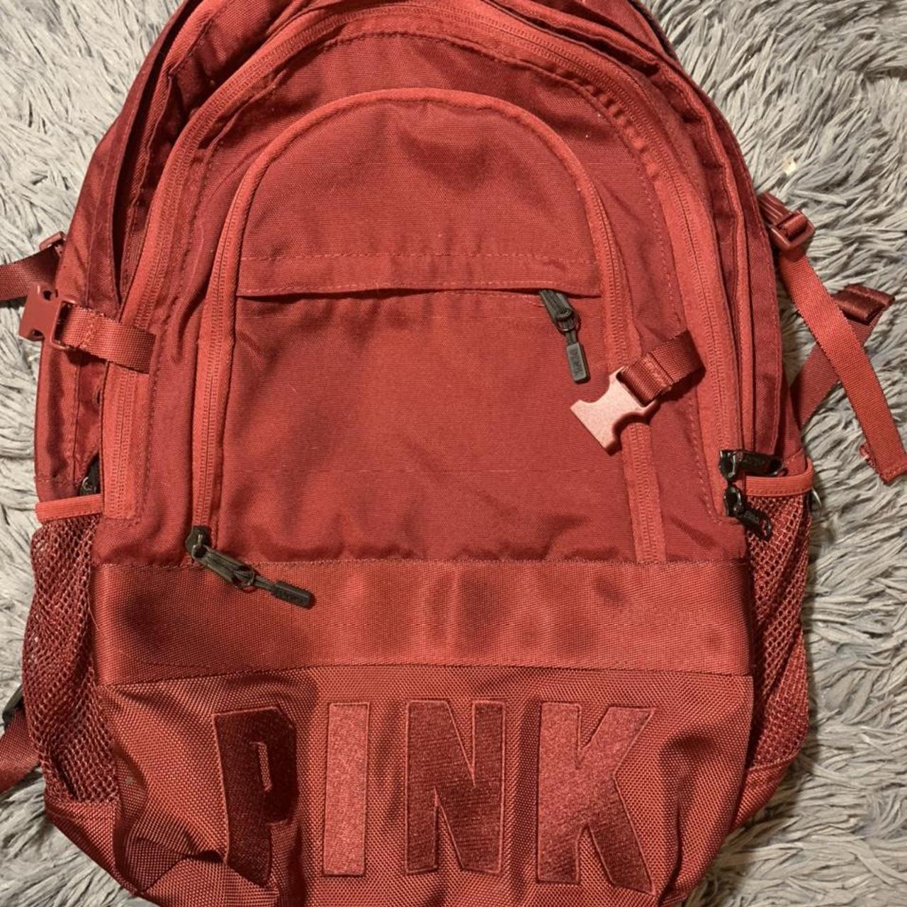 pink collegiate backpack red