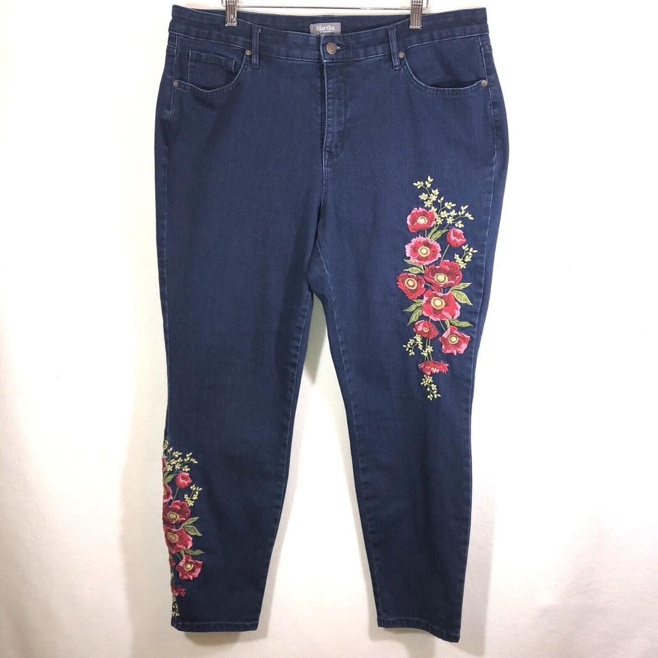 Womens Martha Stewart Straight Leg Stretch Floral... - Depop