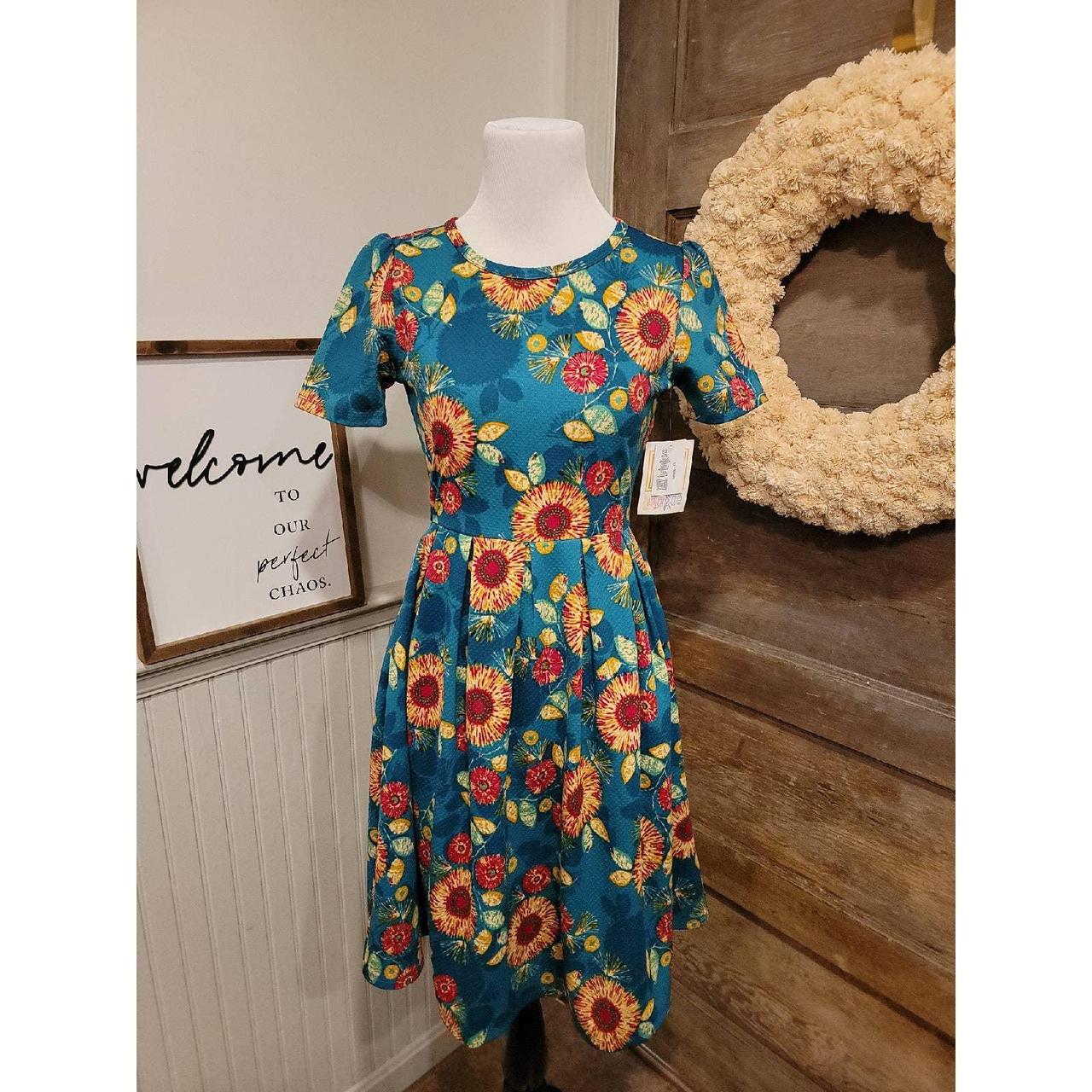 Lularoe Amelia dress. New with tags. Size XS. Brown, - Depop