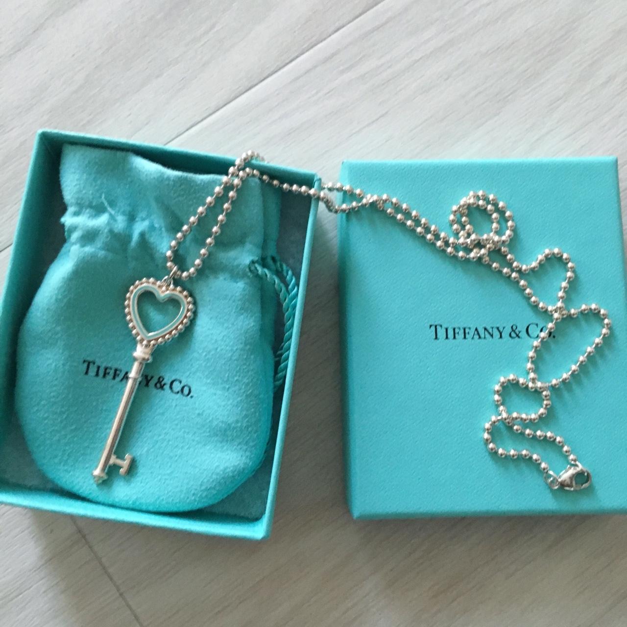 tiffany beaded heart key pendant