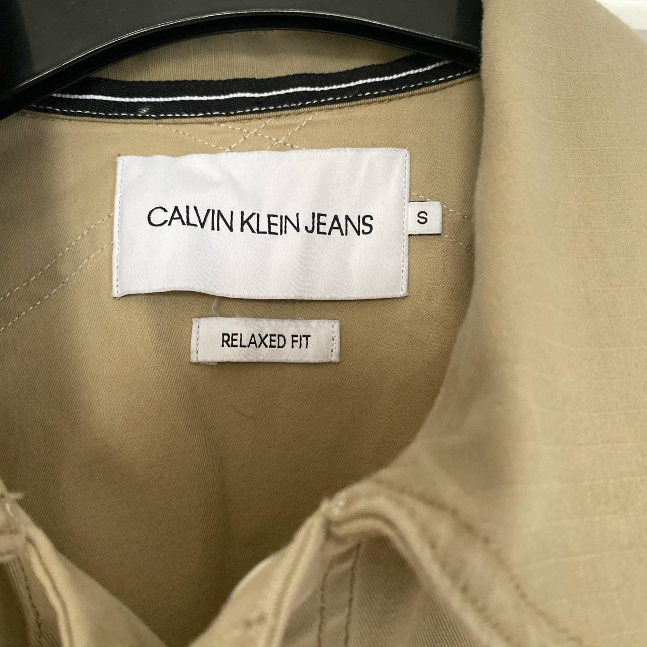 Calvin Klein Men's Cream and Brown Shirt | Depop