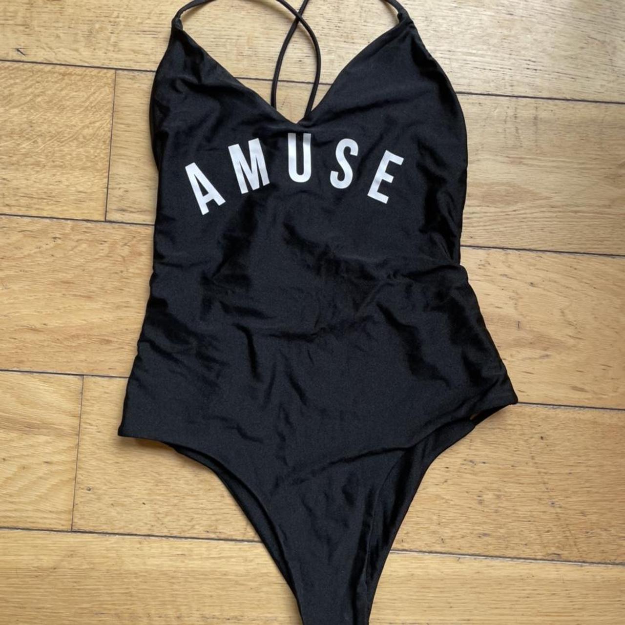 AMUSE SOCIETY Women's Black Swimsuit-one-piece | Depop