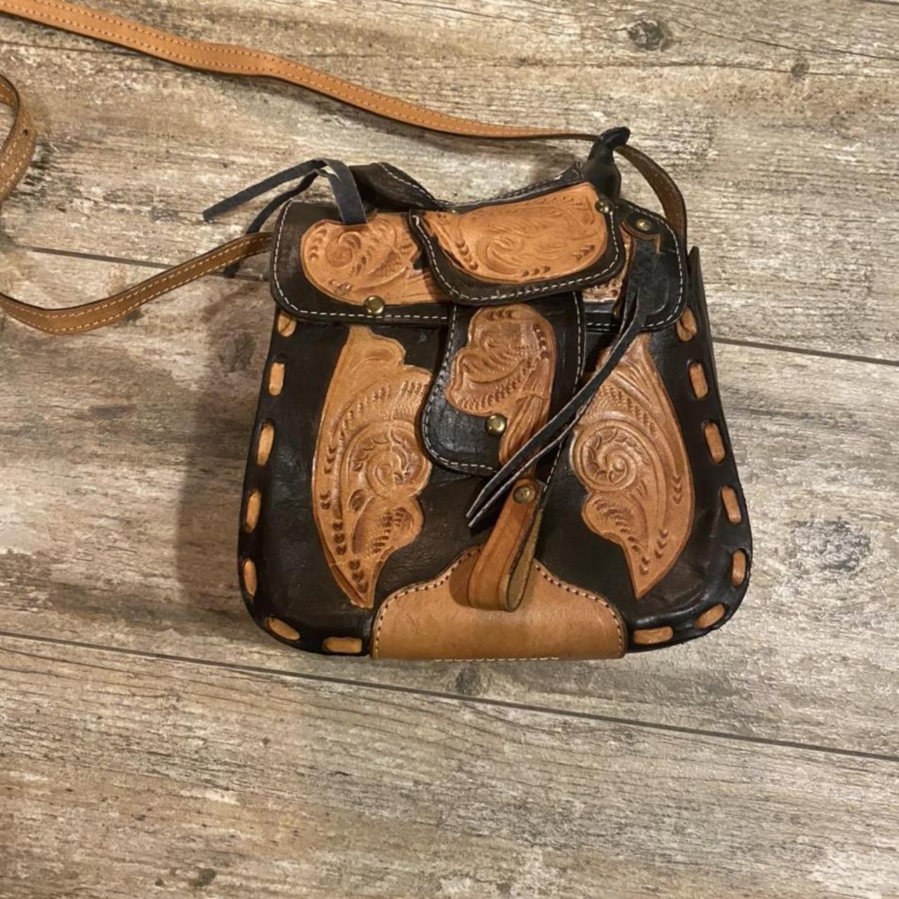 Vintage Leather Saddle Purse Handbag