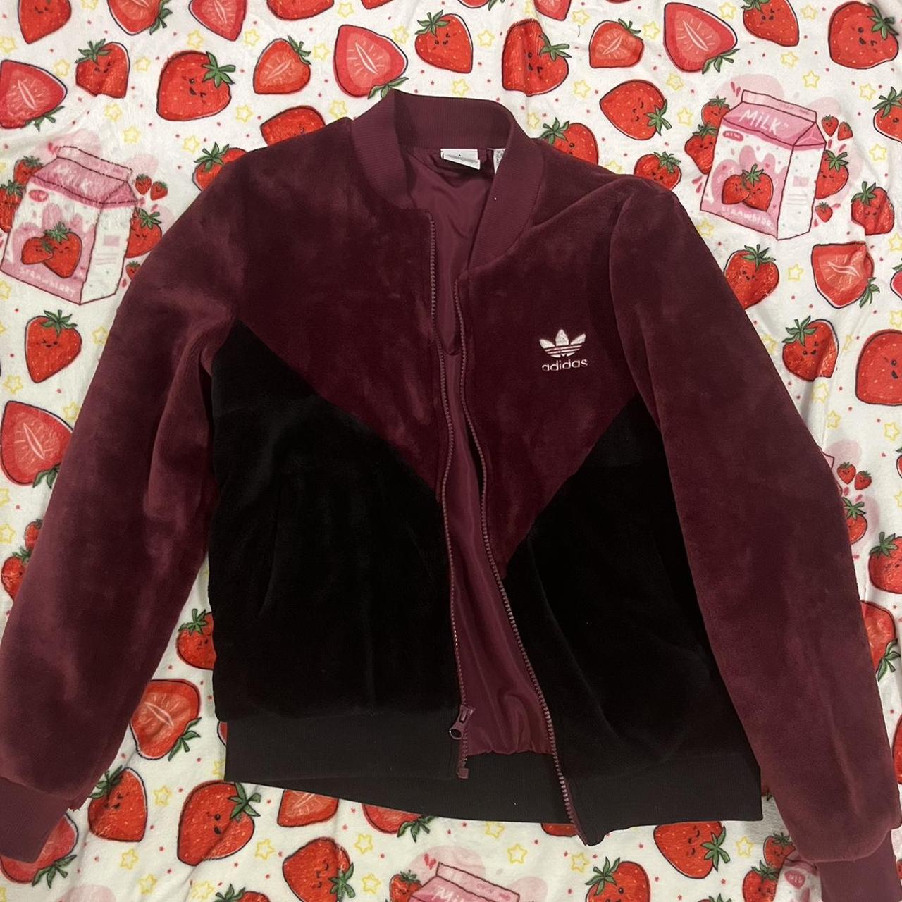 Adidas Women's Burgundy and Black Gilet Depop