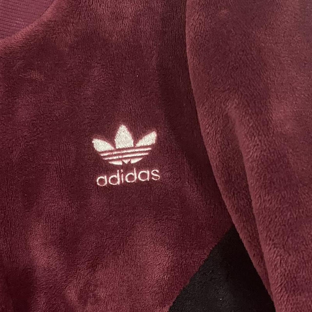 Adidas Women's Burgundy and Black Gilet Depop
