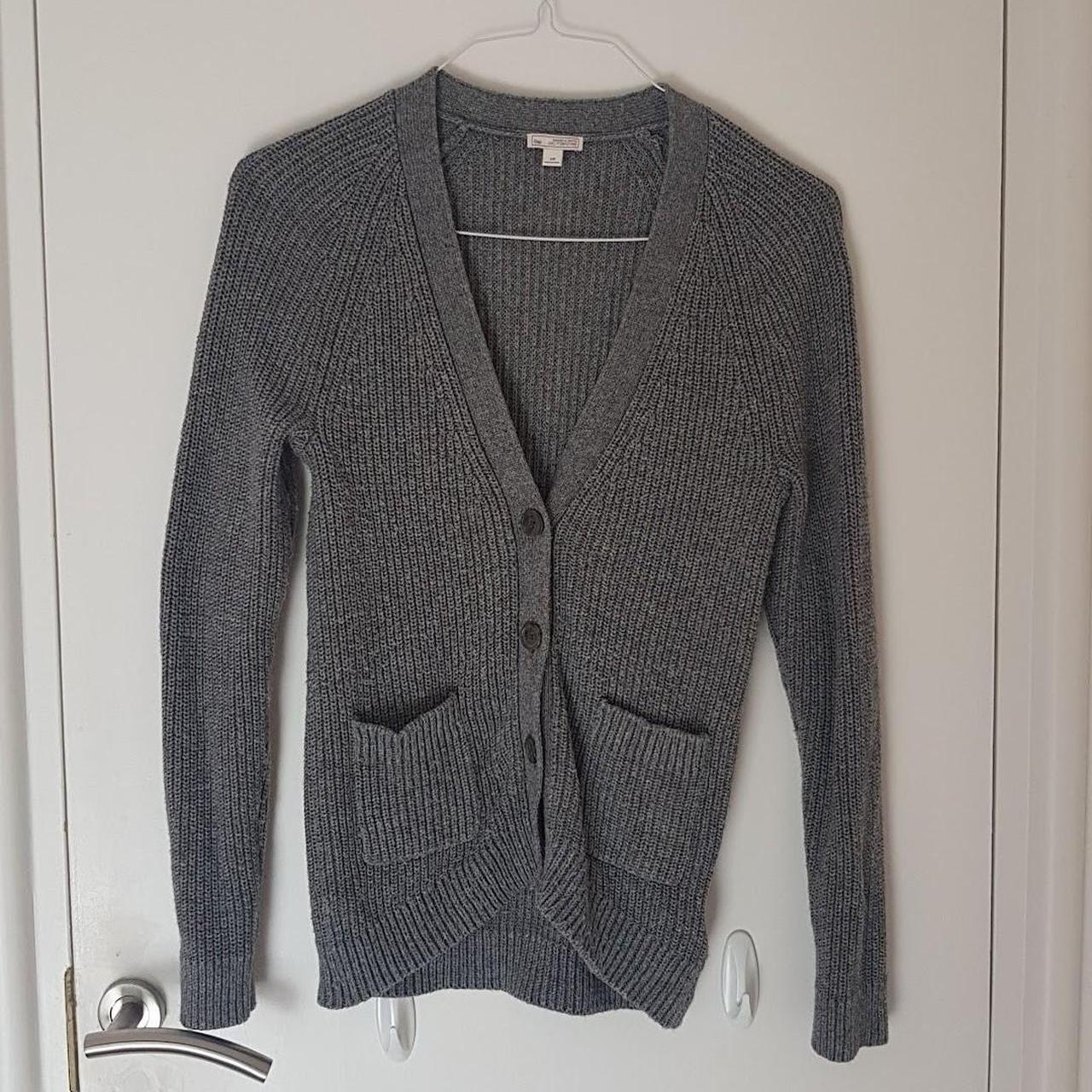 Comfy gap grey knit cardigan with buttons and deep... - Depop