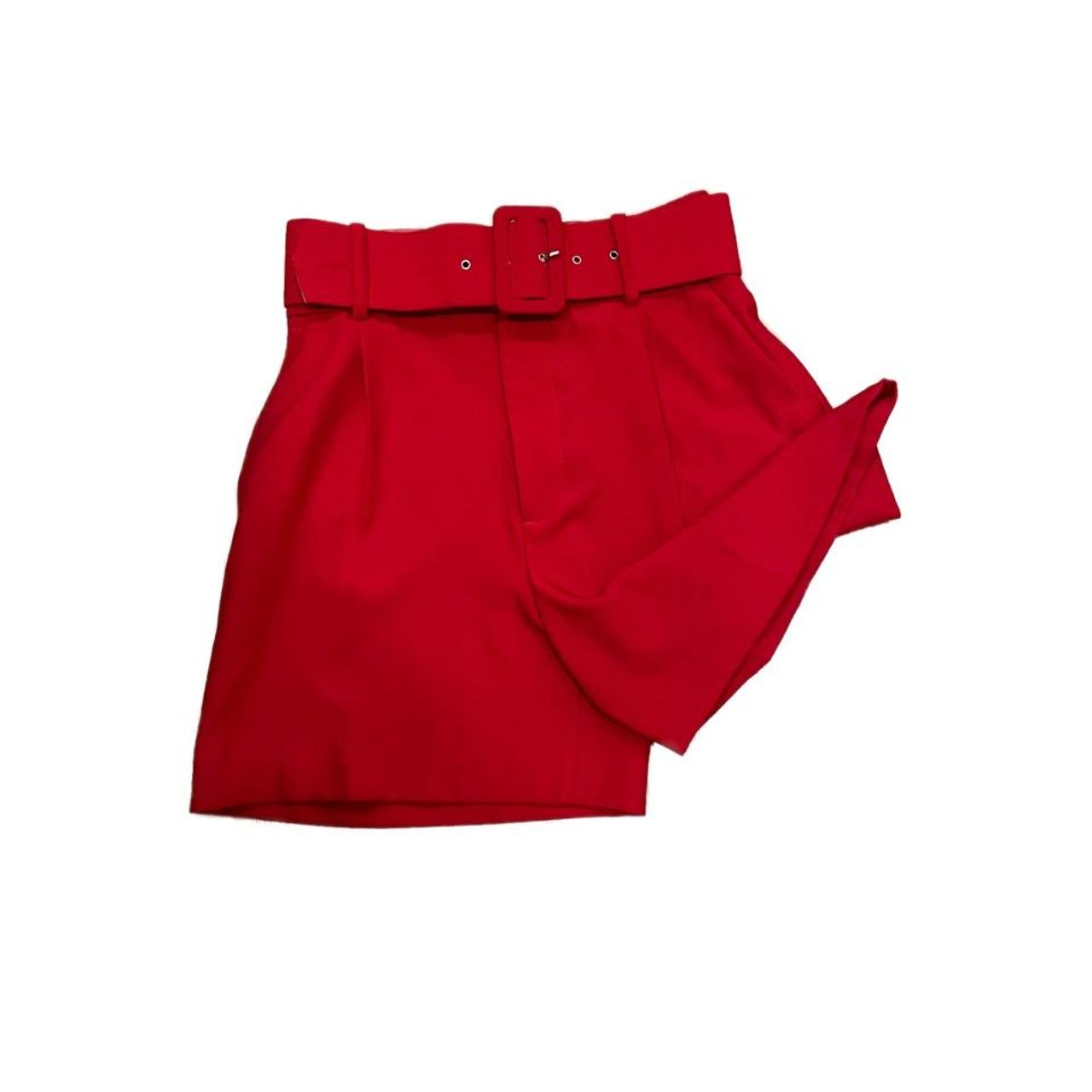 Cute, Red, belted ZARA shorts. SIZE XS summer... Depop