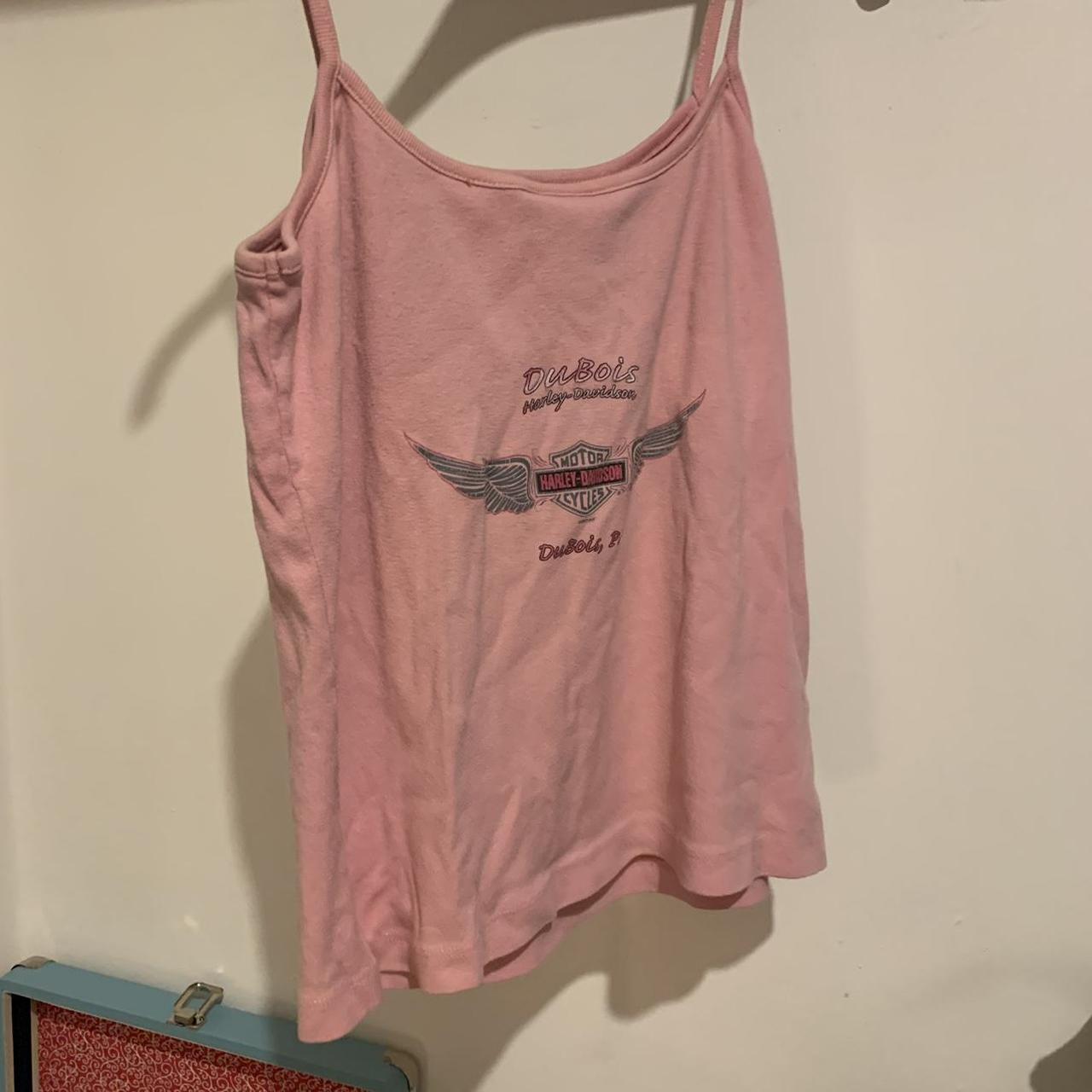 baby pink Harley Davidson vest top, size M (10) - Depop