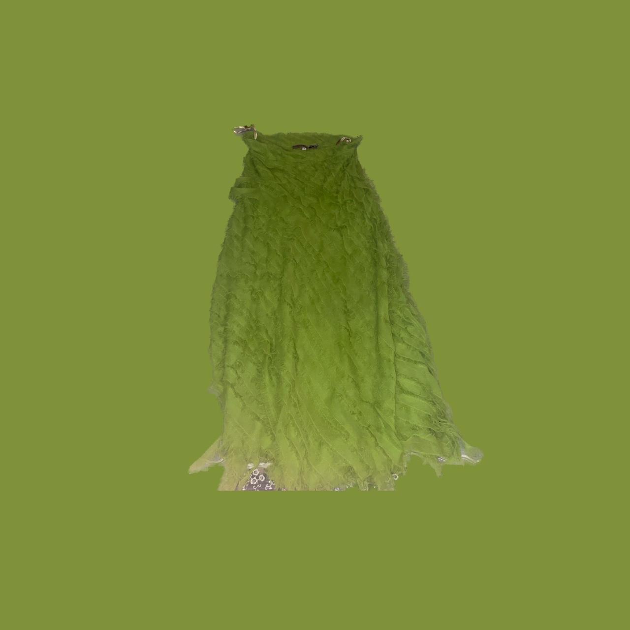 chez vouz de france green tattered light skirt y2k - Depop