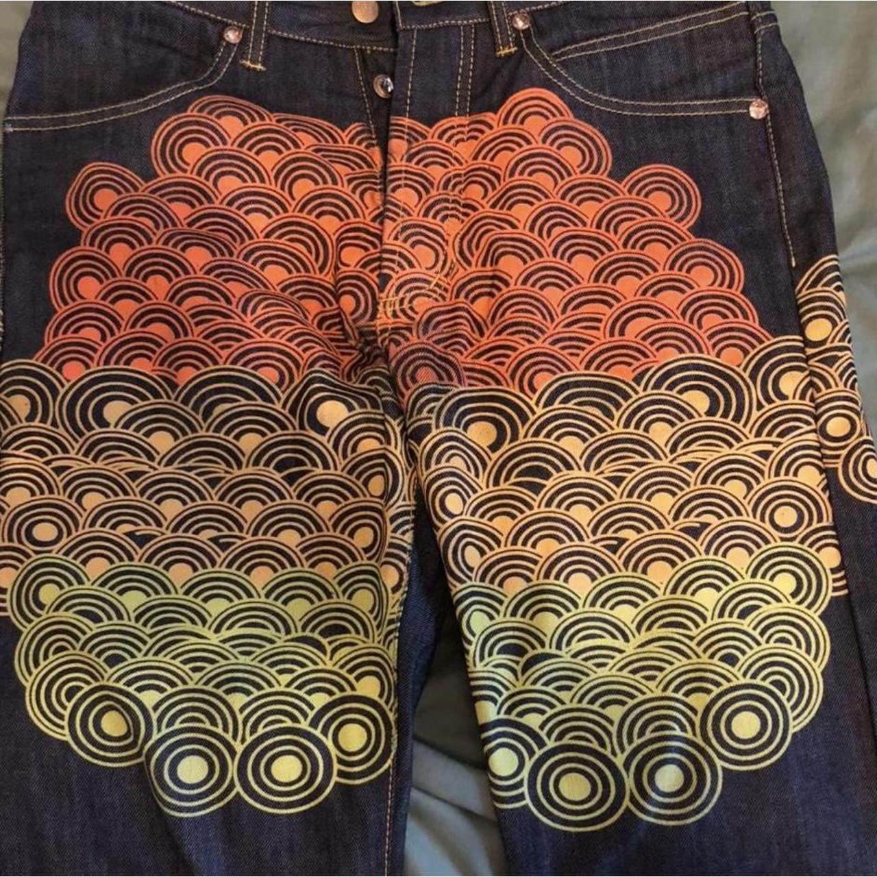 Mounko scale print jeans, like evisu but